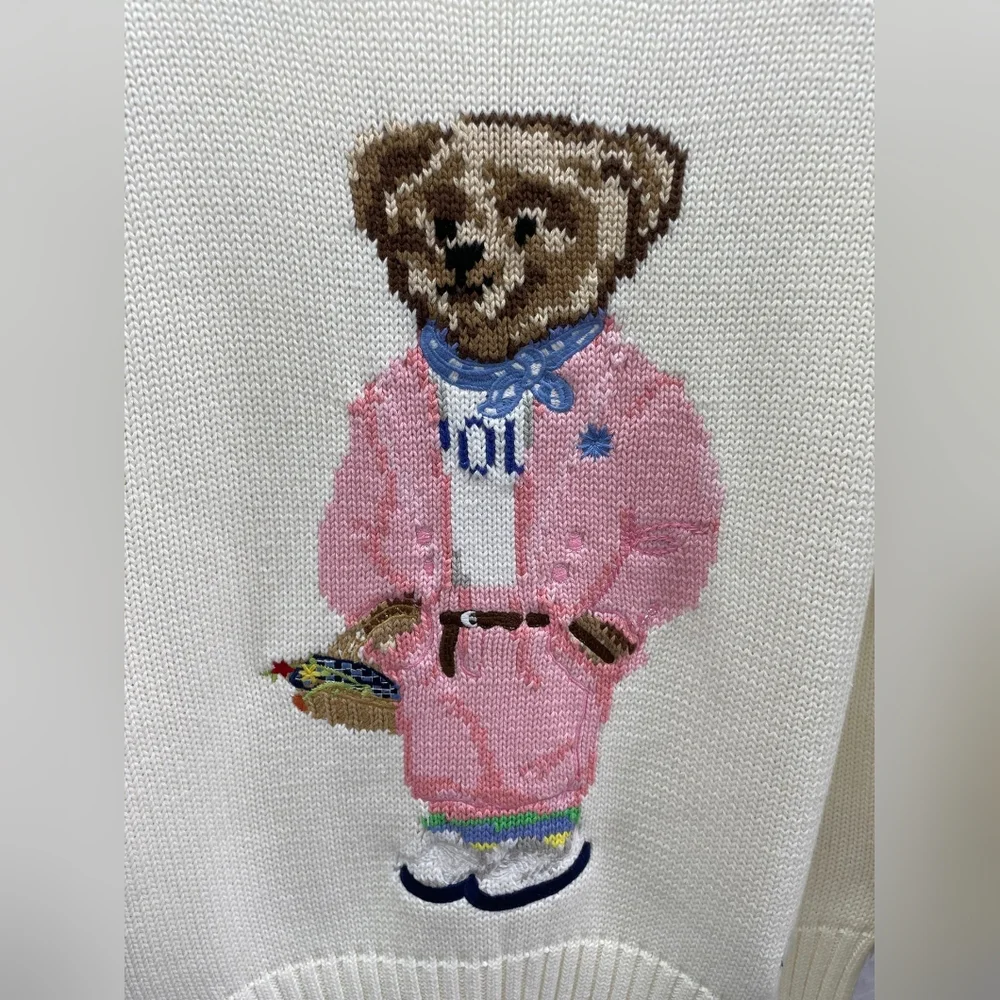 White Polo Ralph Lauren Bear Sweater - Picture 8 of 9